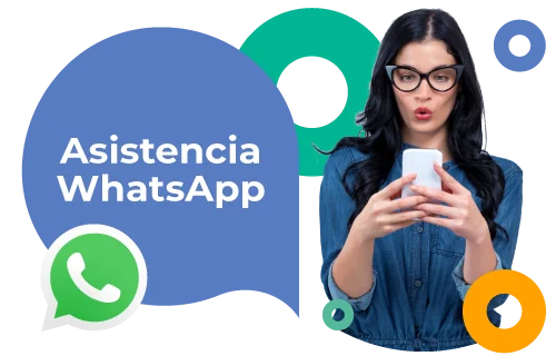 Diseño Asistencia WhatsApp mujer con celular